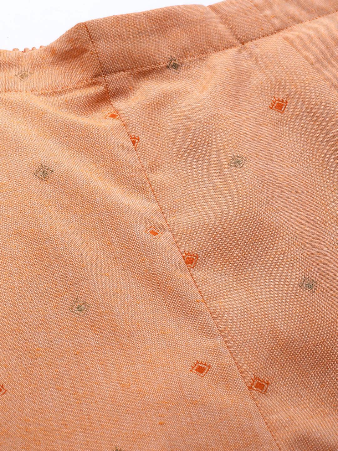 Orange Printed Cotton Trousers