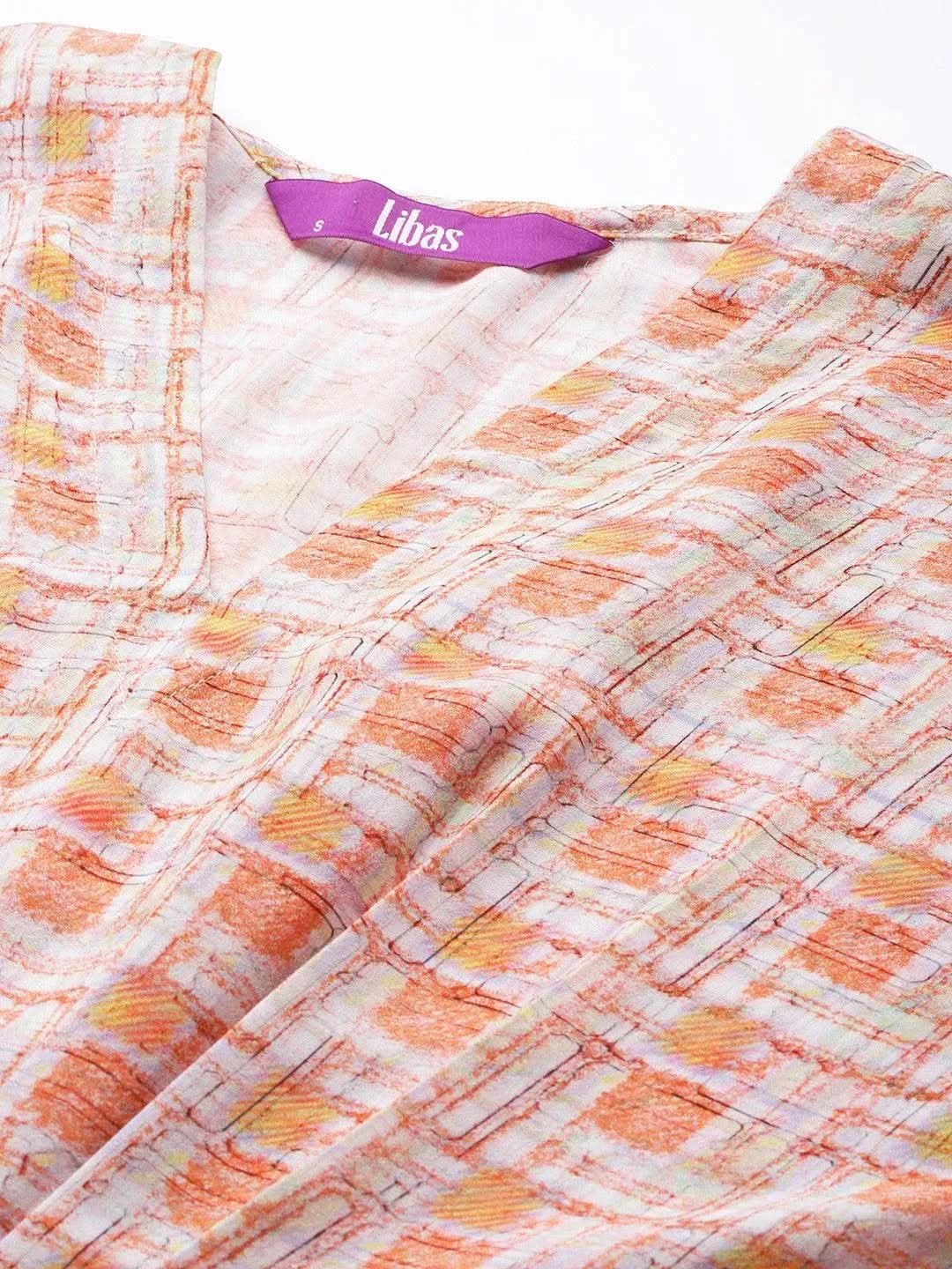 

Buy Orange Printed Georgette Dress - 23522O-XS | Libas Ethnic Wear Online