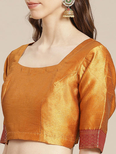 Orange Printed Polyester Saree - Libas