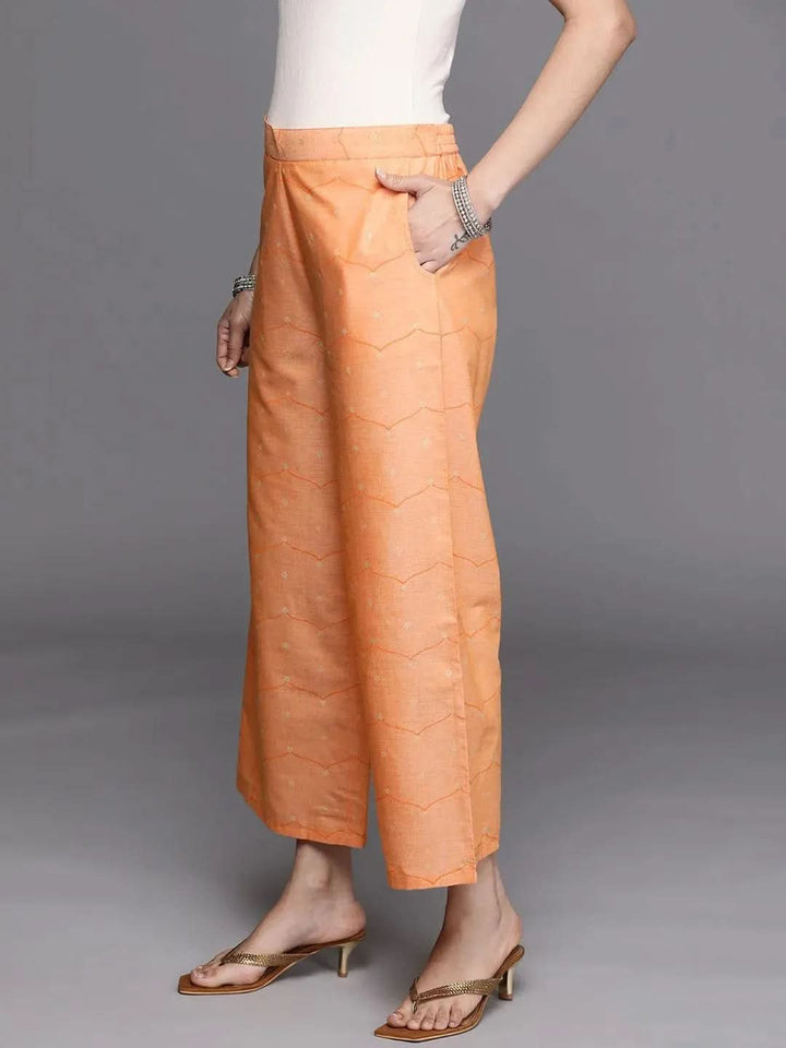 Orange Printed Silk Palazzos - Libas