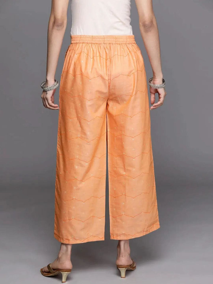 Orange Printed Silk Palazzos - Libas
