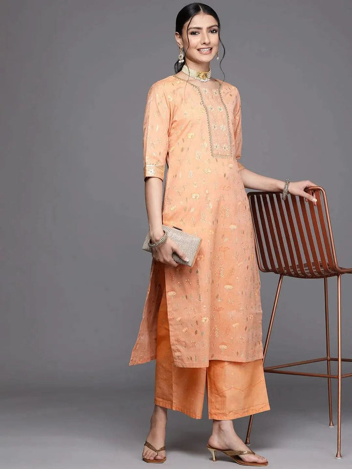 Orange Printed Silk Palazzos - Libas