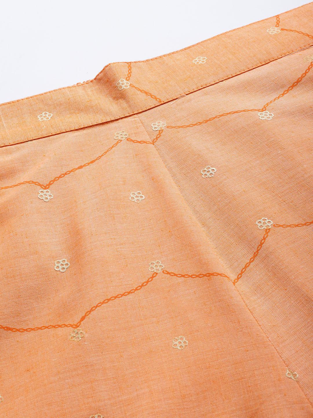 Orange Printed Silk Palazzos