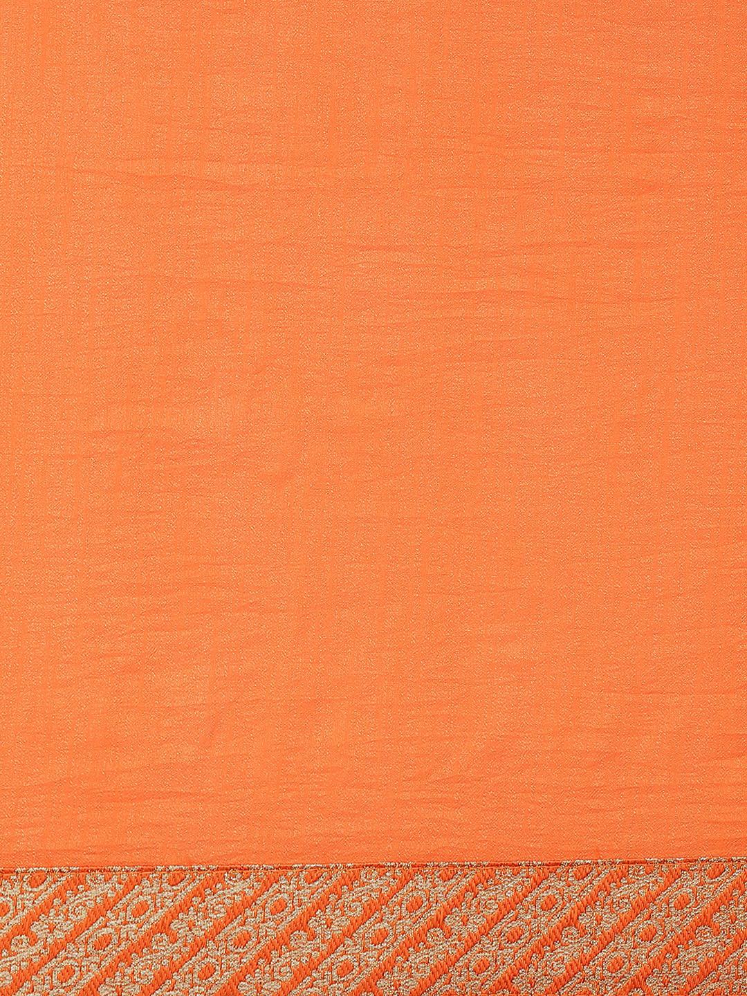 Orange Solid Chiffon Saree