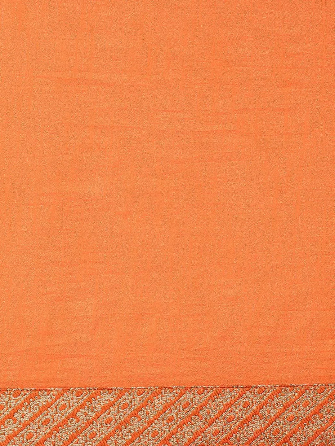 Orange Solid Chiffon Saree - Libas 