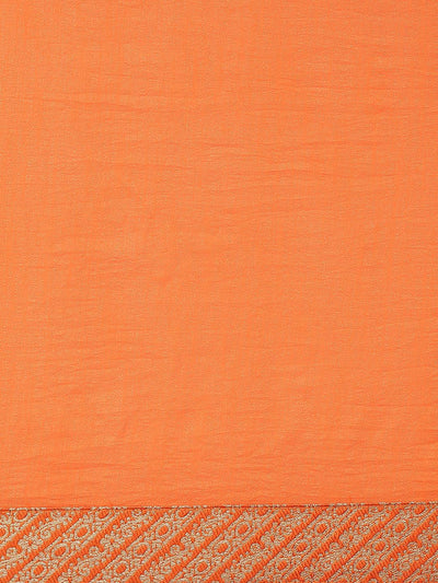 Orange Solid Chiffon Saree - Libas