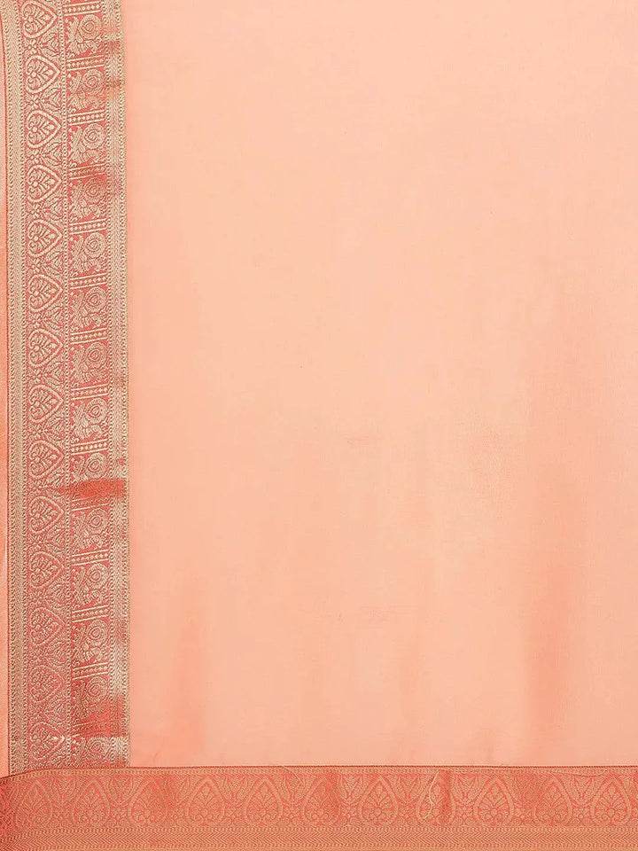 Orange Solid Chiffon Saree - Libas