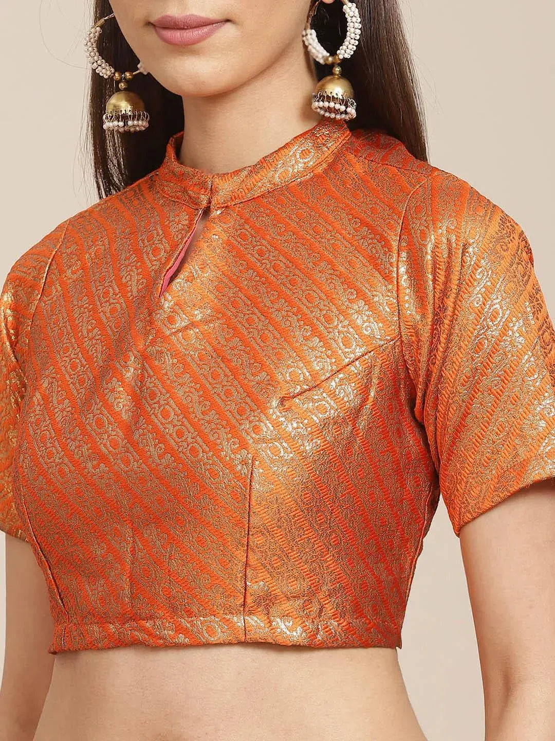 Orange Solid Chiffon Saree - Libas 