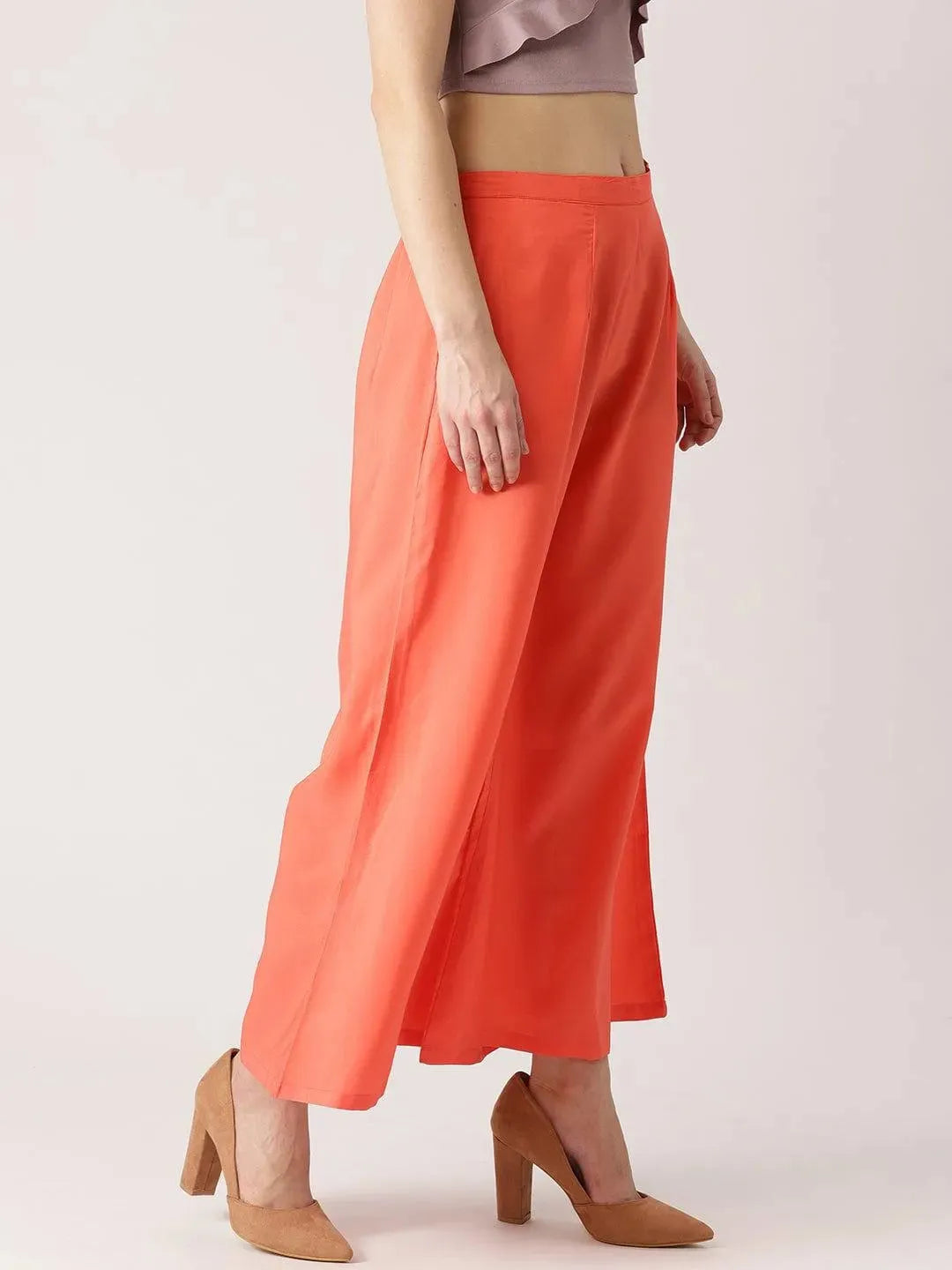 

Buy Orange Solid Crepe Palazzos - PL287-XL | Libas Ethnic Wear Online