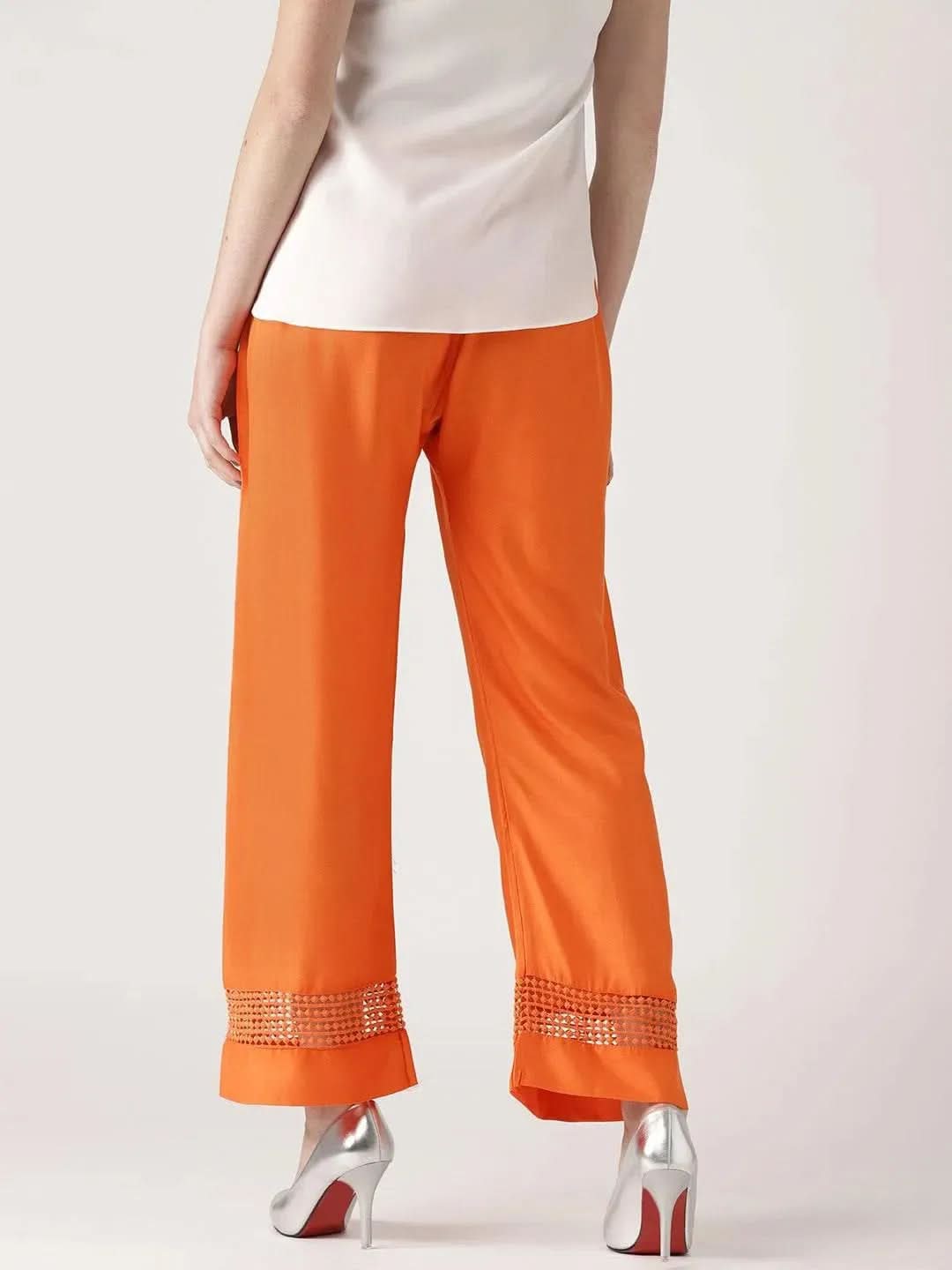 

Buy Orange Solid Rayon Palazzos - PL389- | Libas Ethnic Wear Online