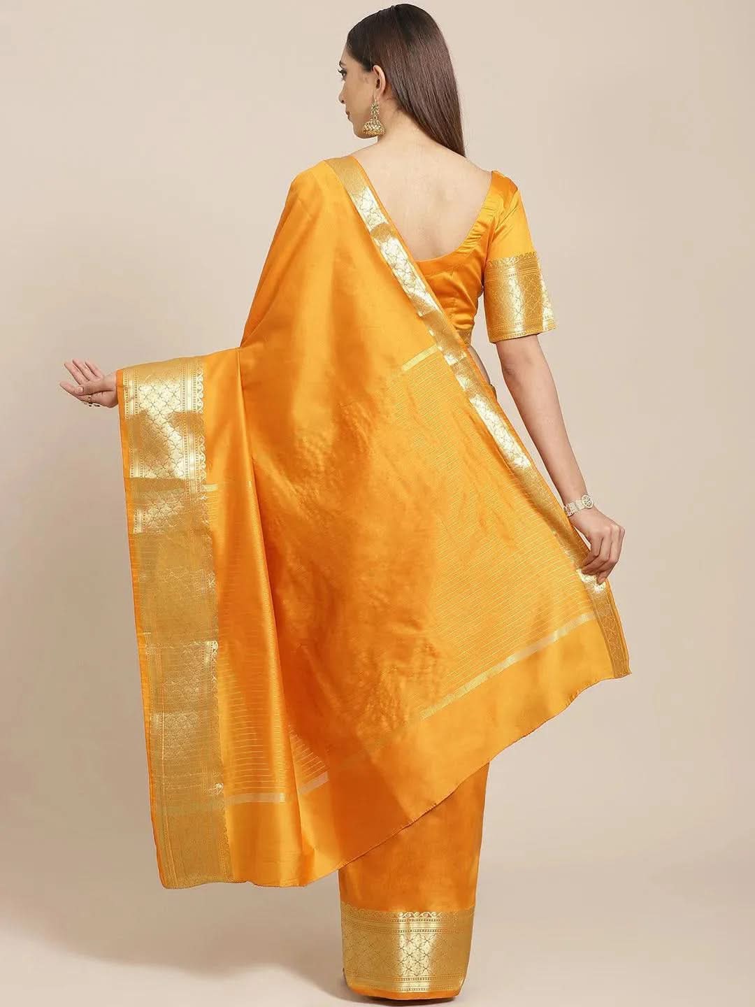 

Orange Solid Silk Saree