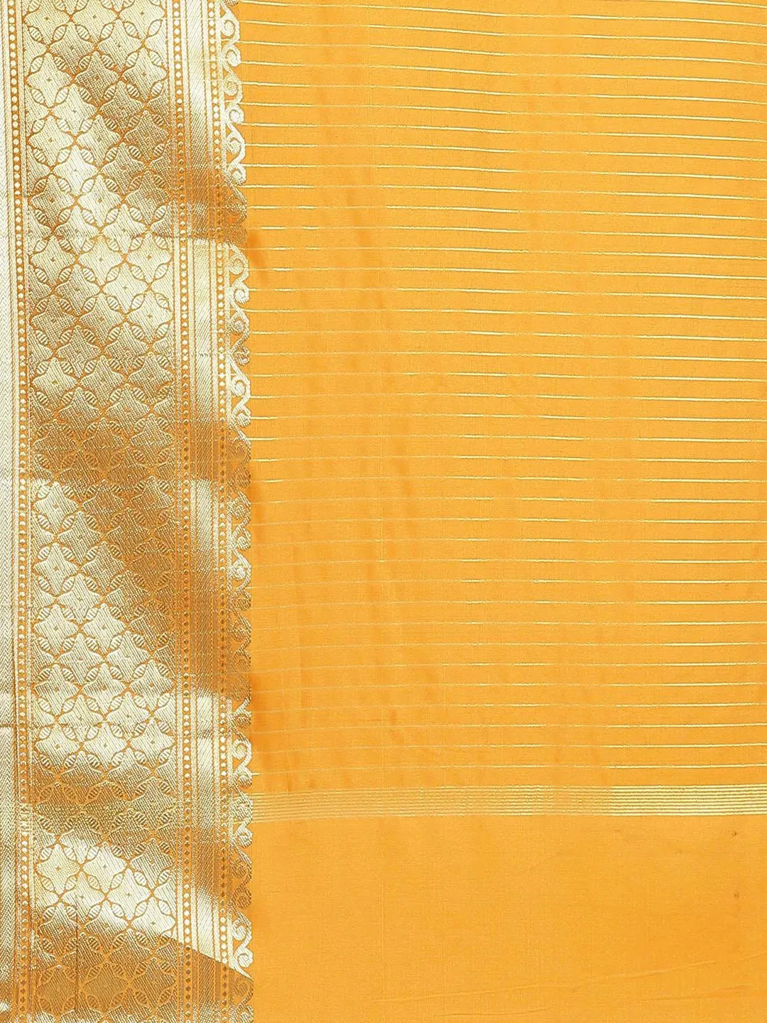 Orange Solid Silk Saree - Libas