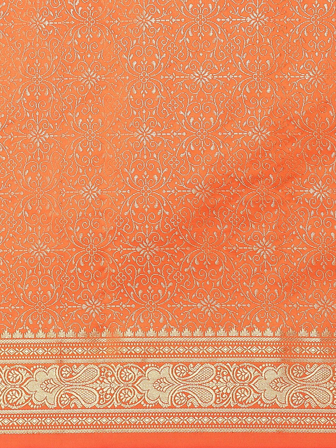 Orange Woven Design Brocade Saree