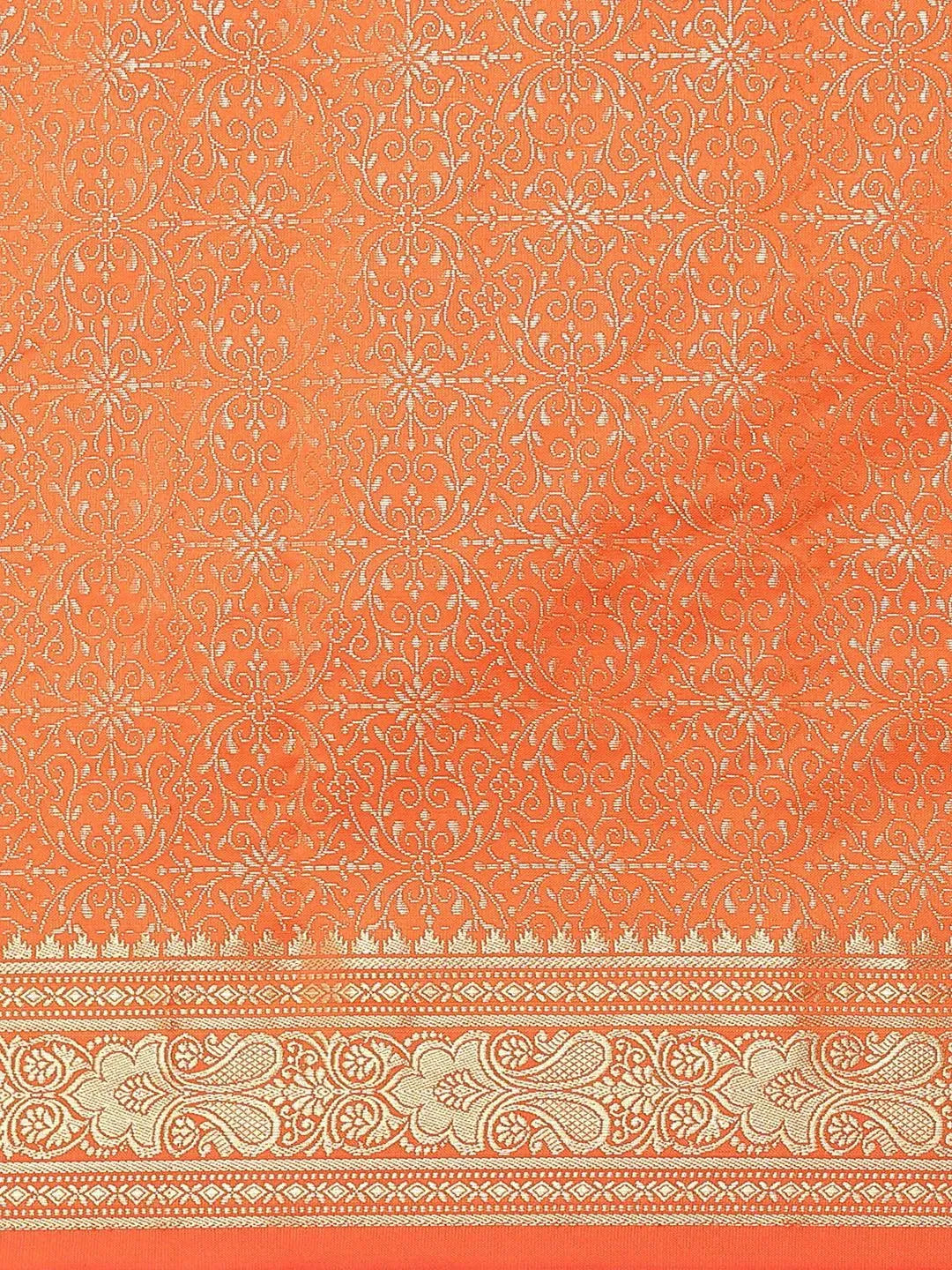 Orange Woven Design Brocade Saree - Libas 