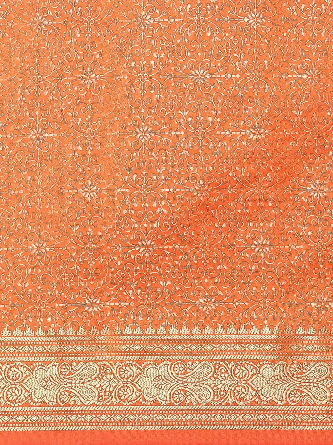 Orange Woven Design Brocade Saree - Libas