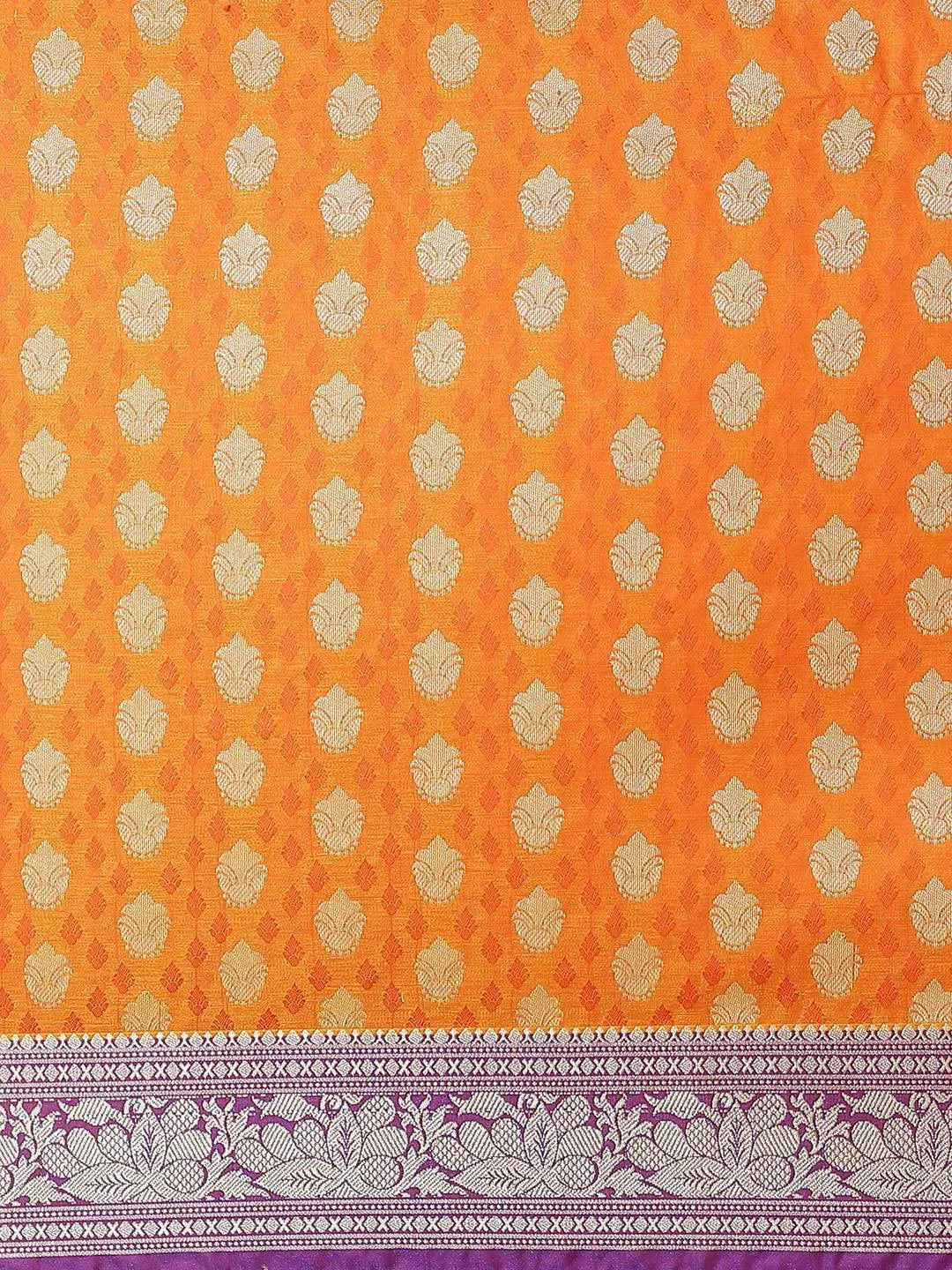 Orange Woven Design Brocade Saree - Libas 