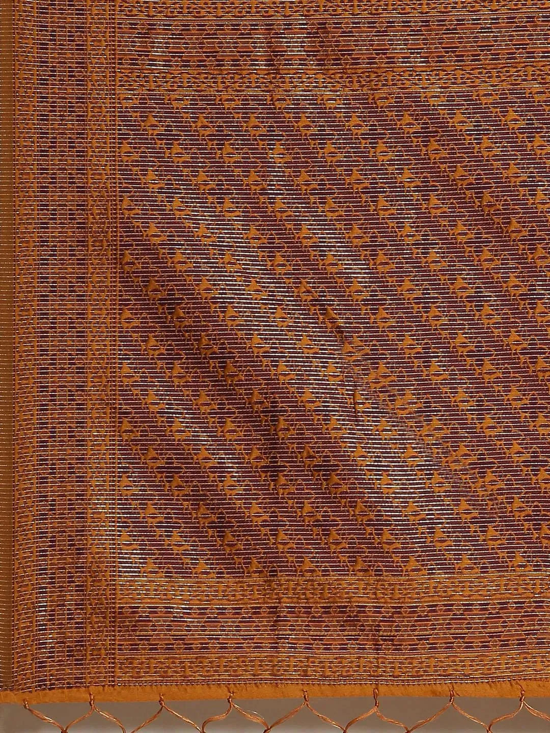 Orange Woven Design Brocade Saree - Libas 