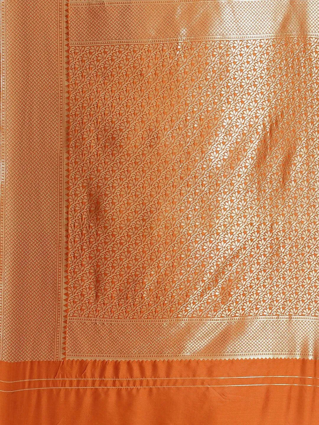 Orange Woven Design Brocade Saree - Libas