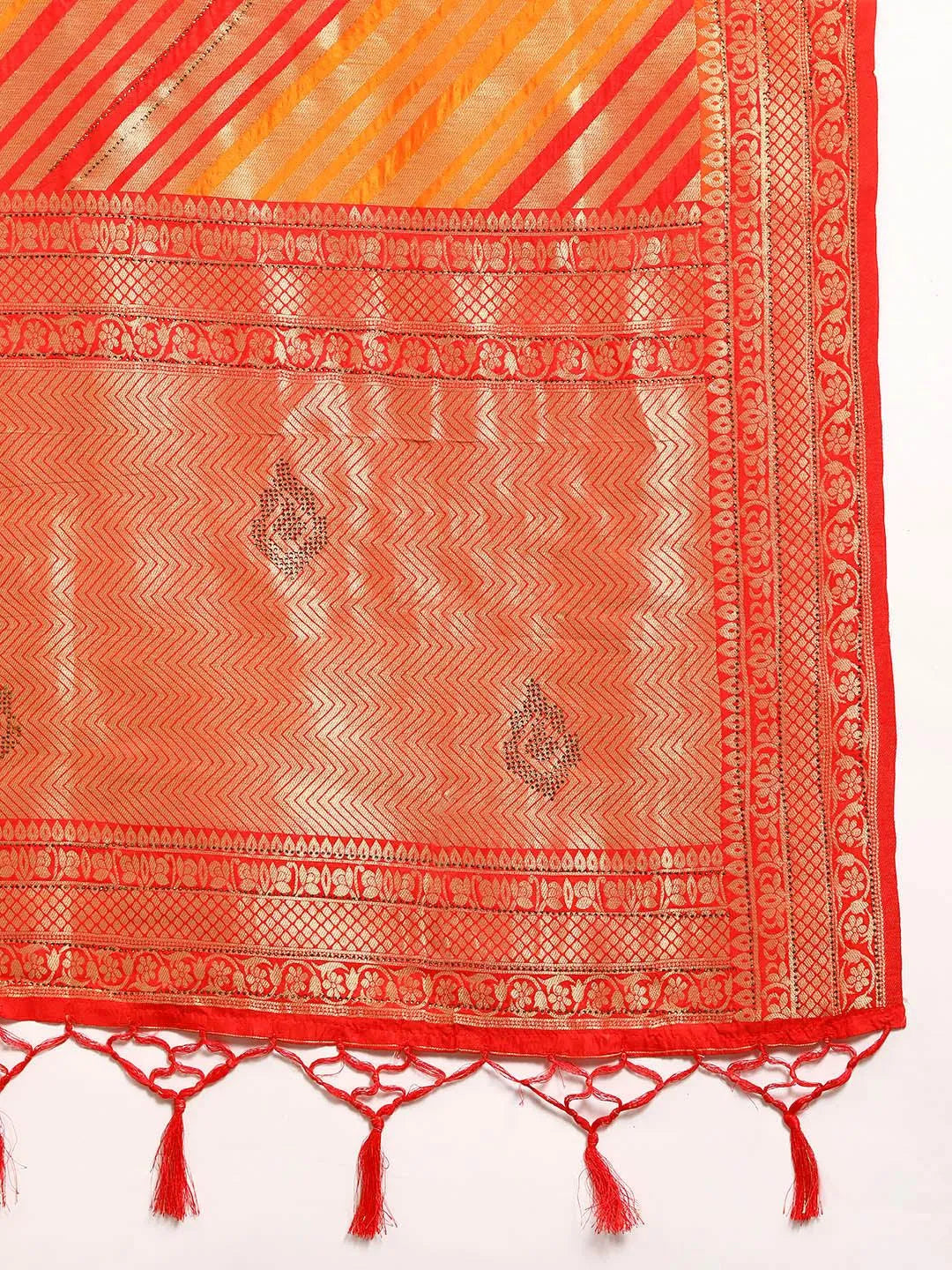 Orange Woven Design Brocade Saree - Libas 