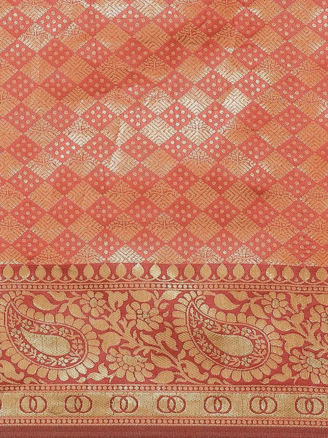 Orange Woven Design Brocade Saree - Libas