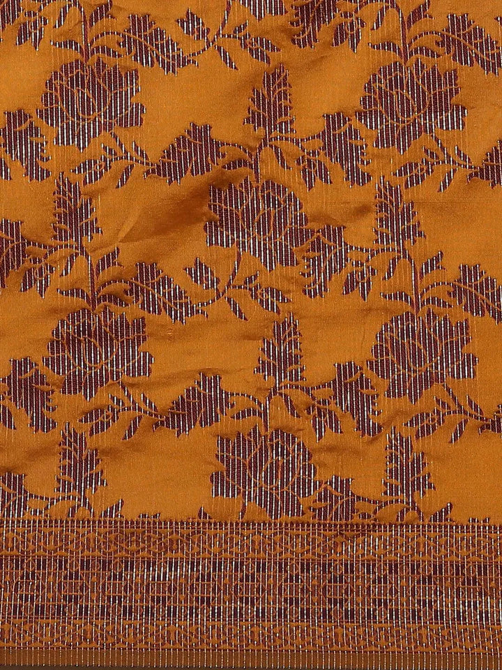 Orange Woven Design Brocade Saree - Libas