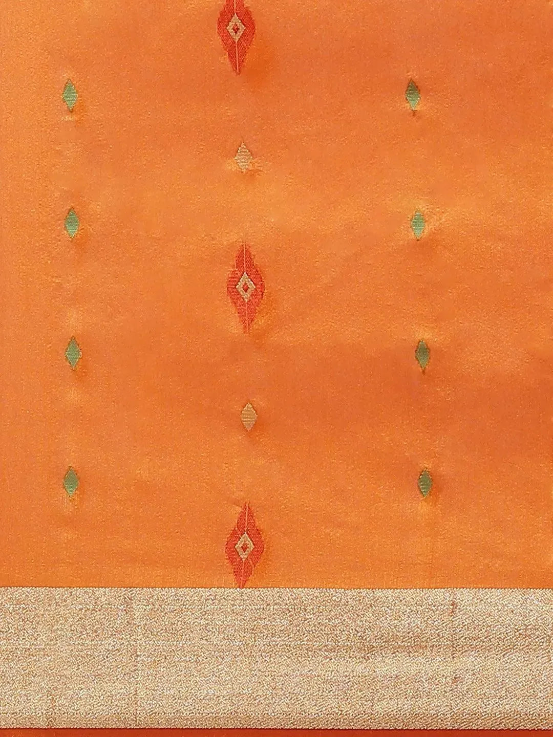 Orange Woven Design Brocade Saree - Libas