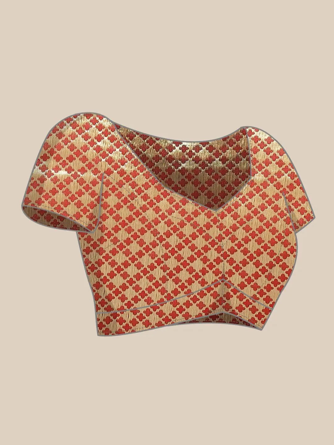 Orange Woven Design Brocade Saree - Libas 