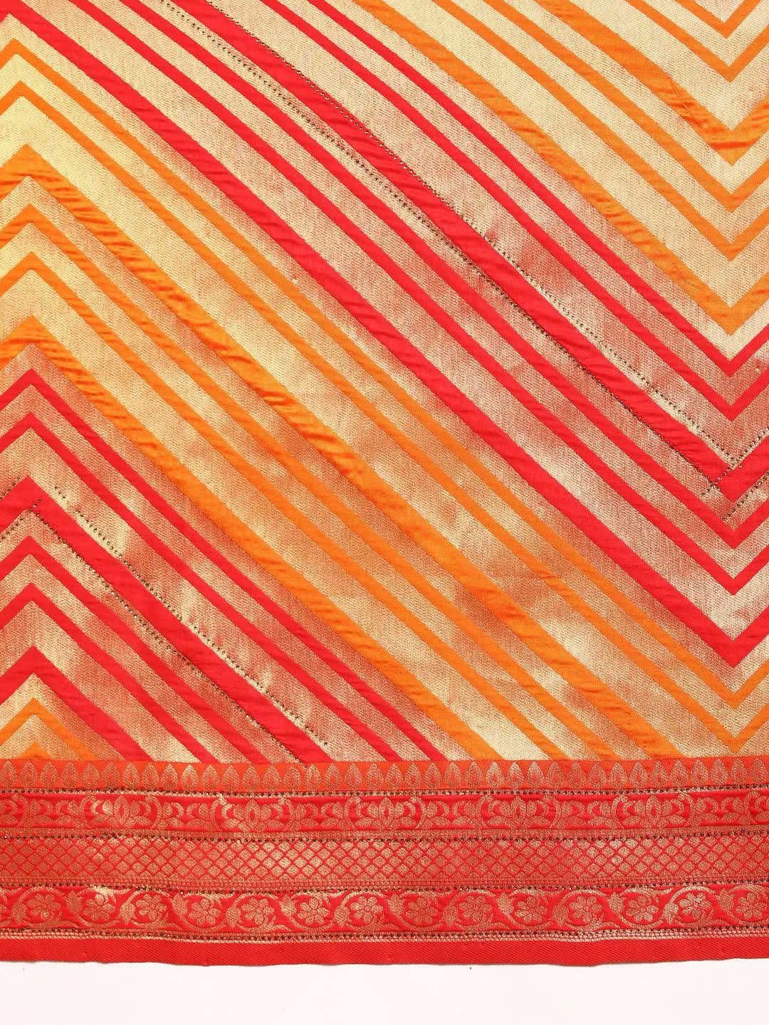 Orange Woven Design Brocade Saree - Libas