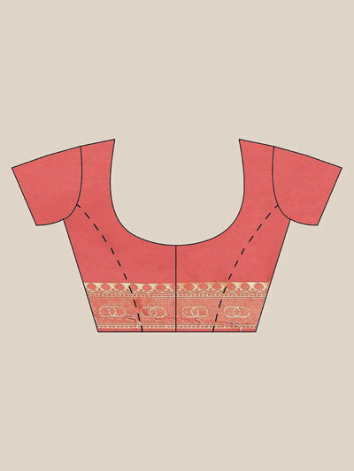 Orange Woven Design Brocade Saree - Libas