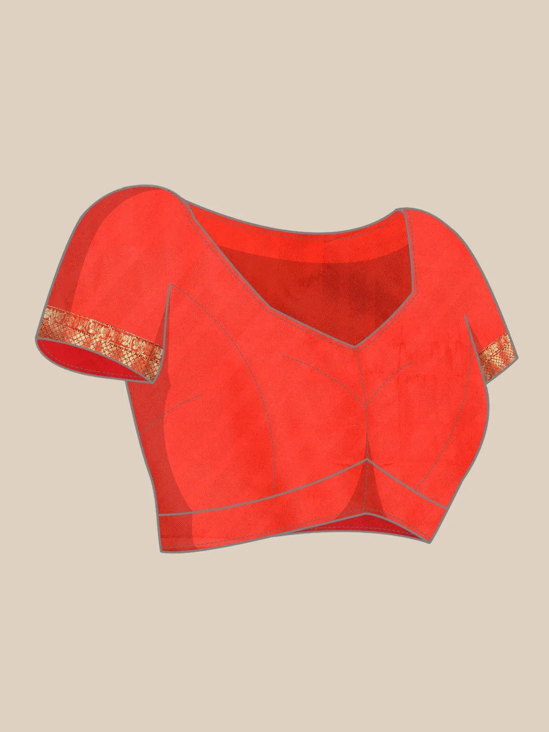 Orange Woven Design Brocade Saree - Libas 