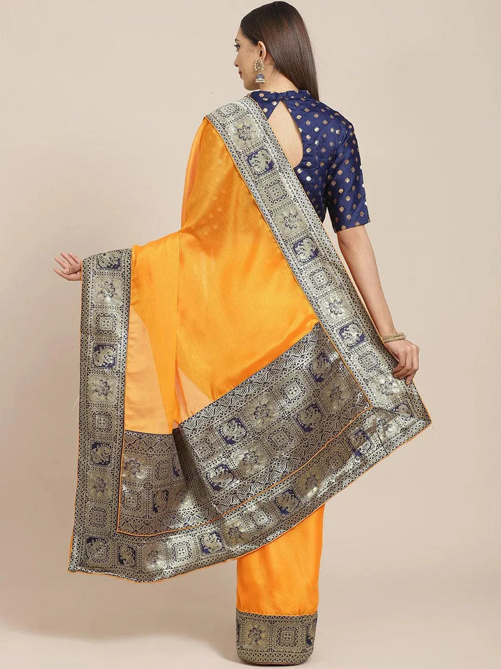 Orange Woven Design Chiffon Saree - Libas