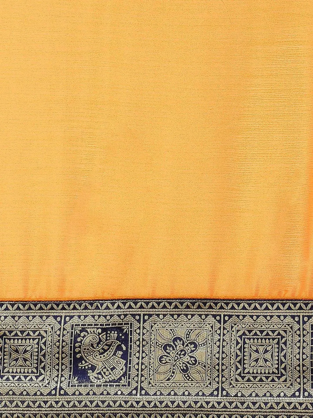 Orange Woven Design Chiffon Saree - Libas 