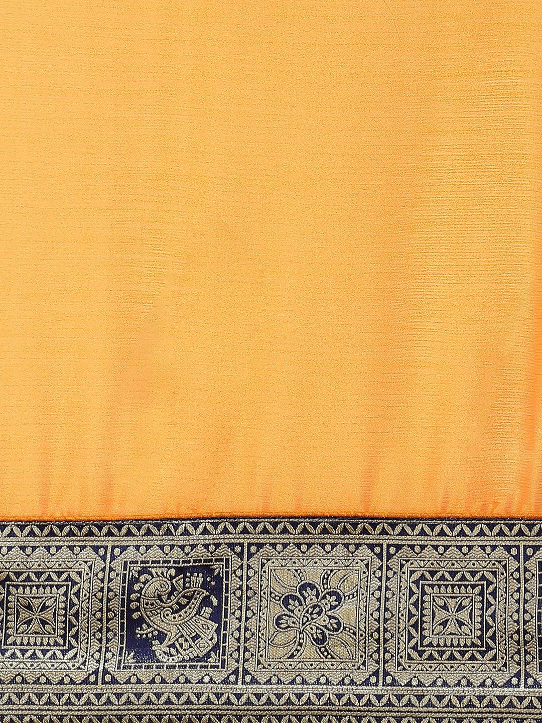 Orange Woven Design Chiffon Saree - Libas
