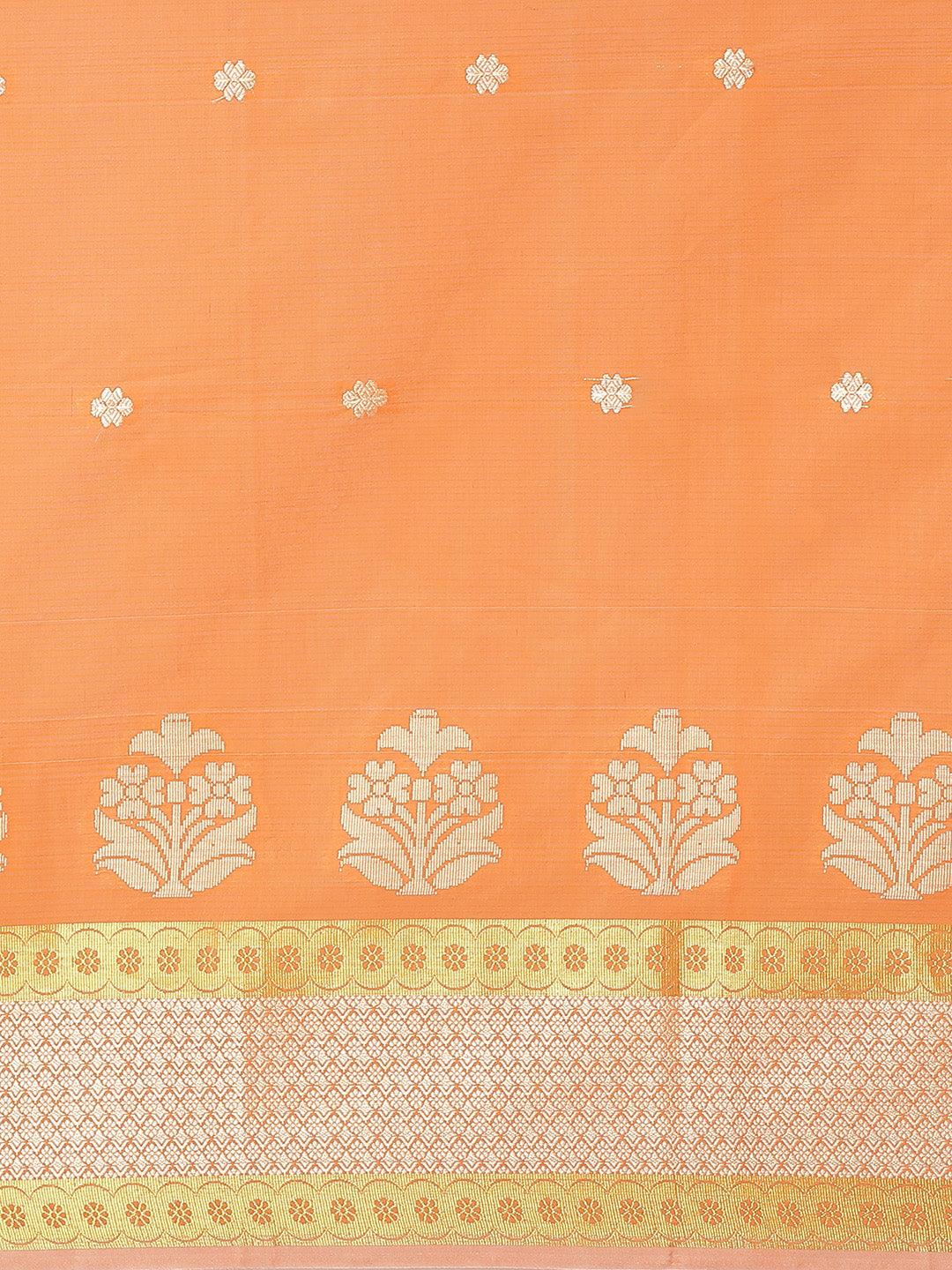 Orange Woven Design Cotton Saree