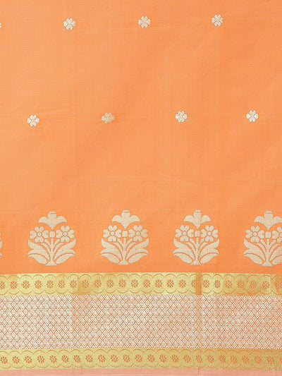 Orange Woven Design Cotton Saree - Libas