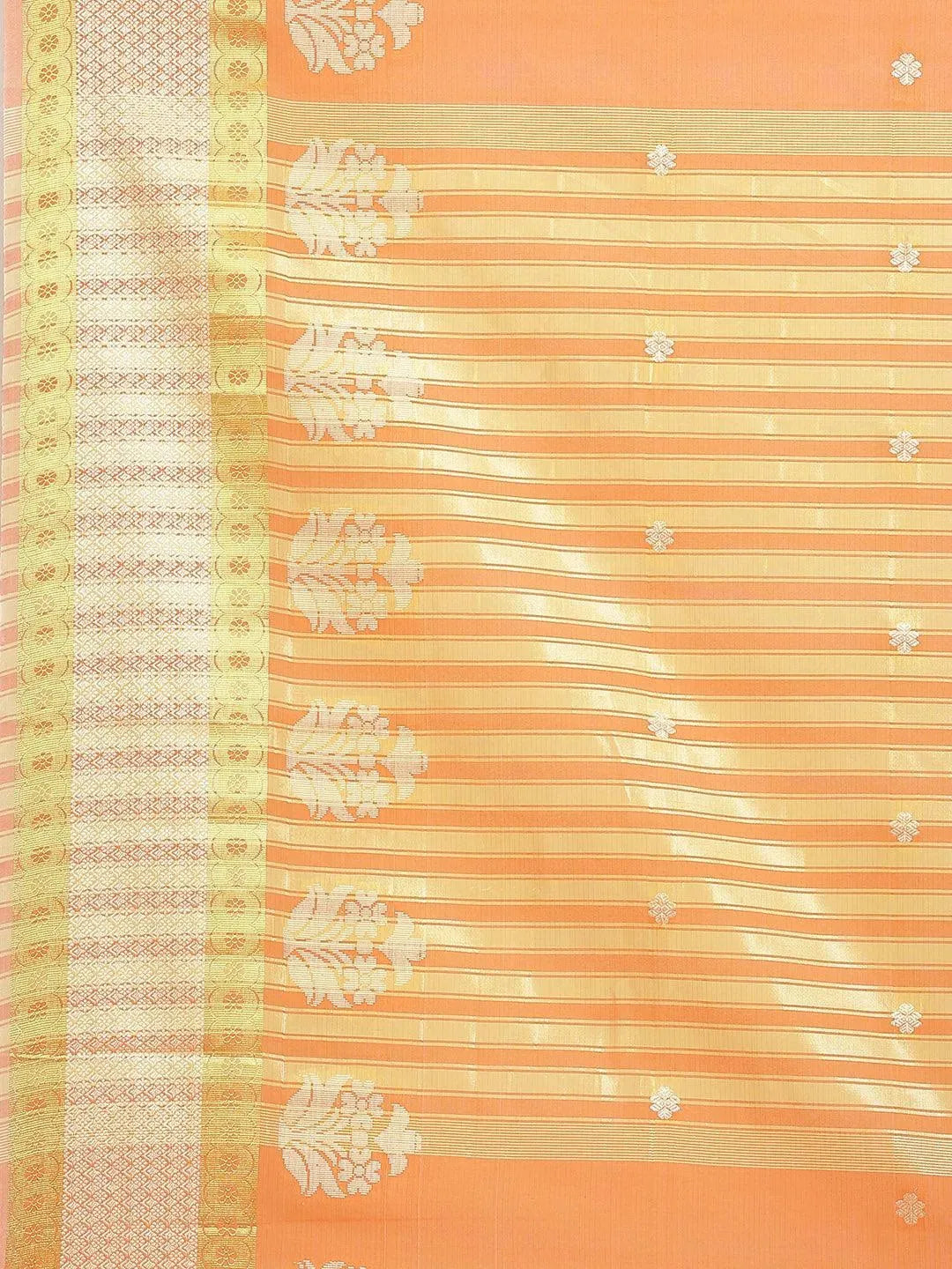 Orange Woven Design Cotton Saree - Libas 