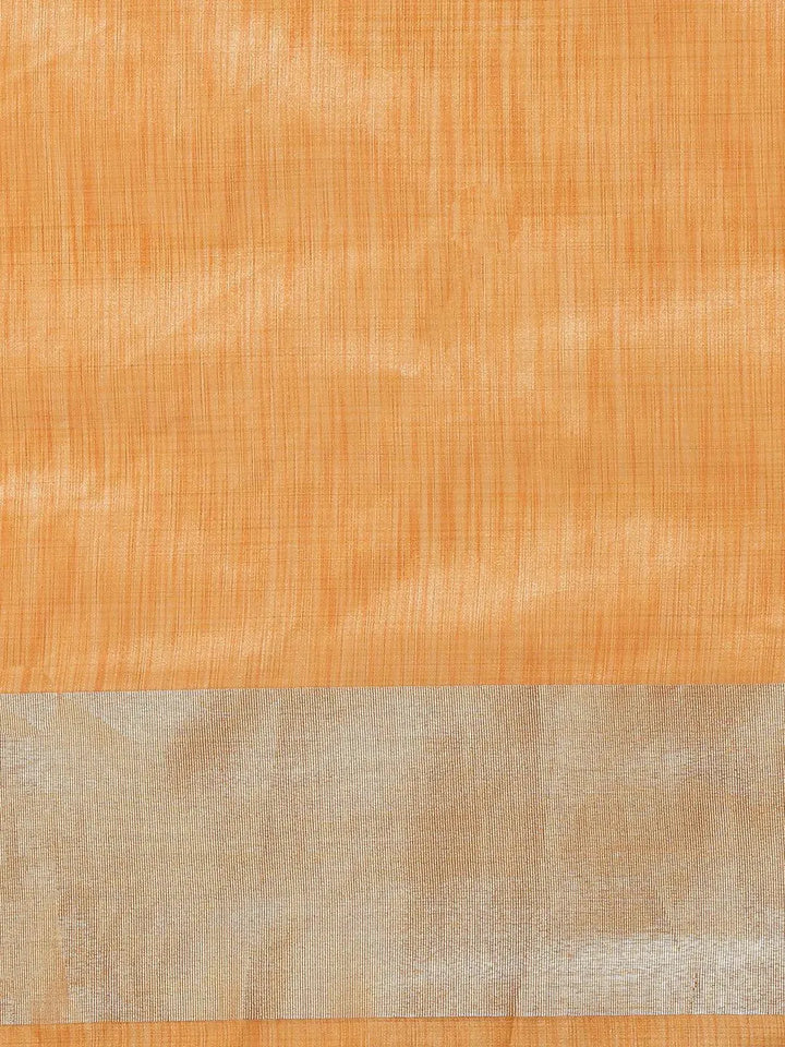 Orange Woven Design Silk Blend Saree - Libas