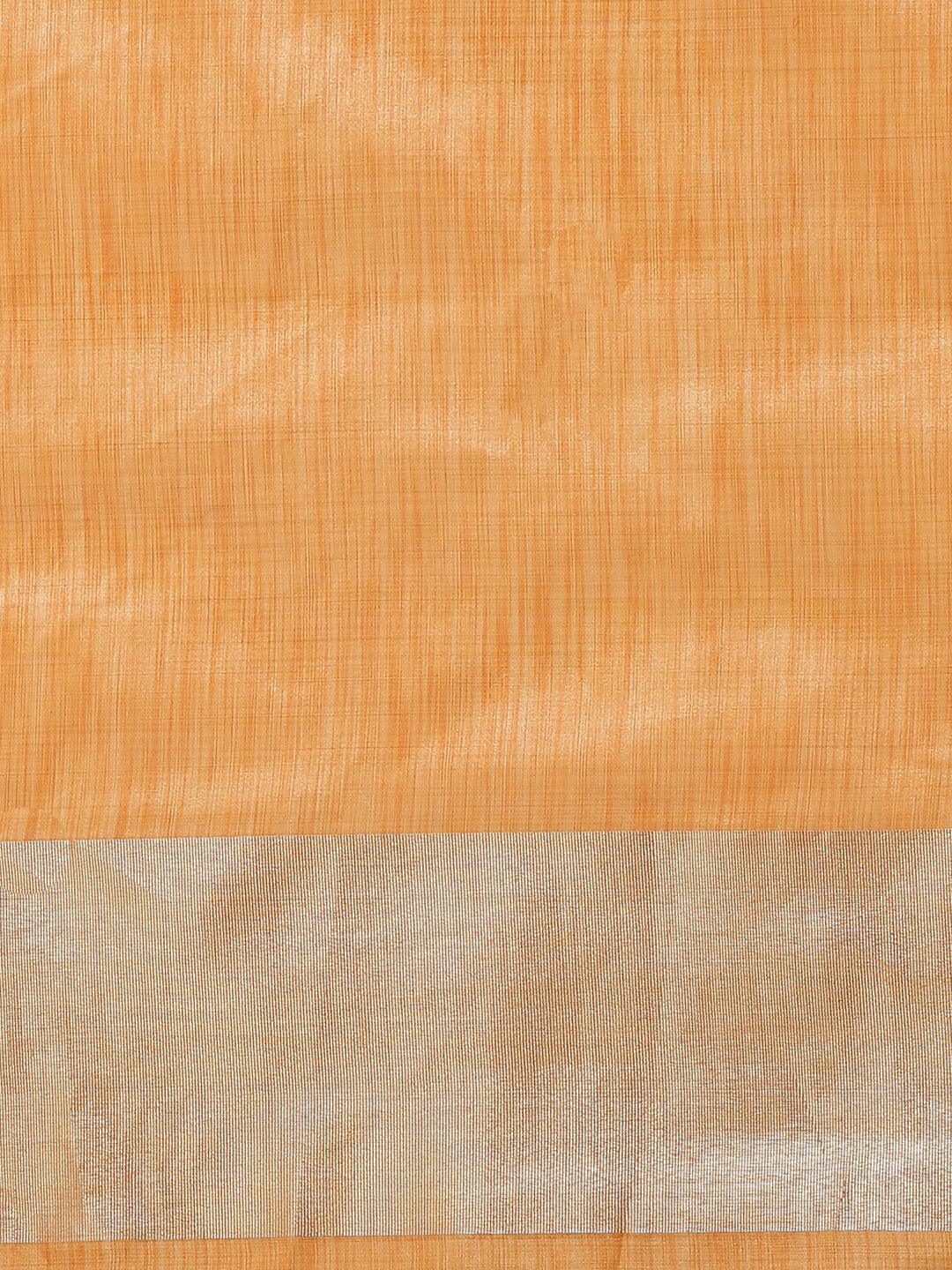 Orange Woven Design Silk Blend Saree - Libas