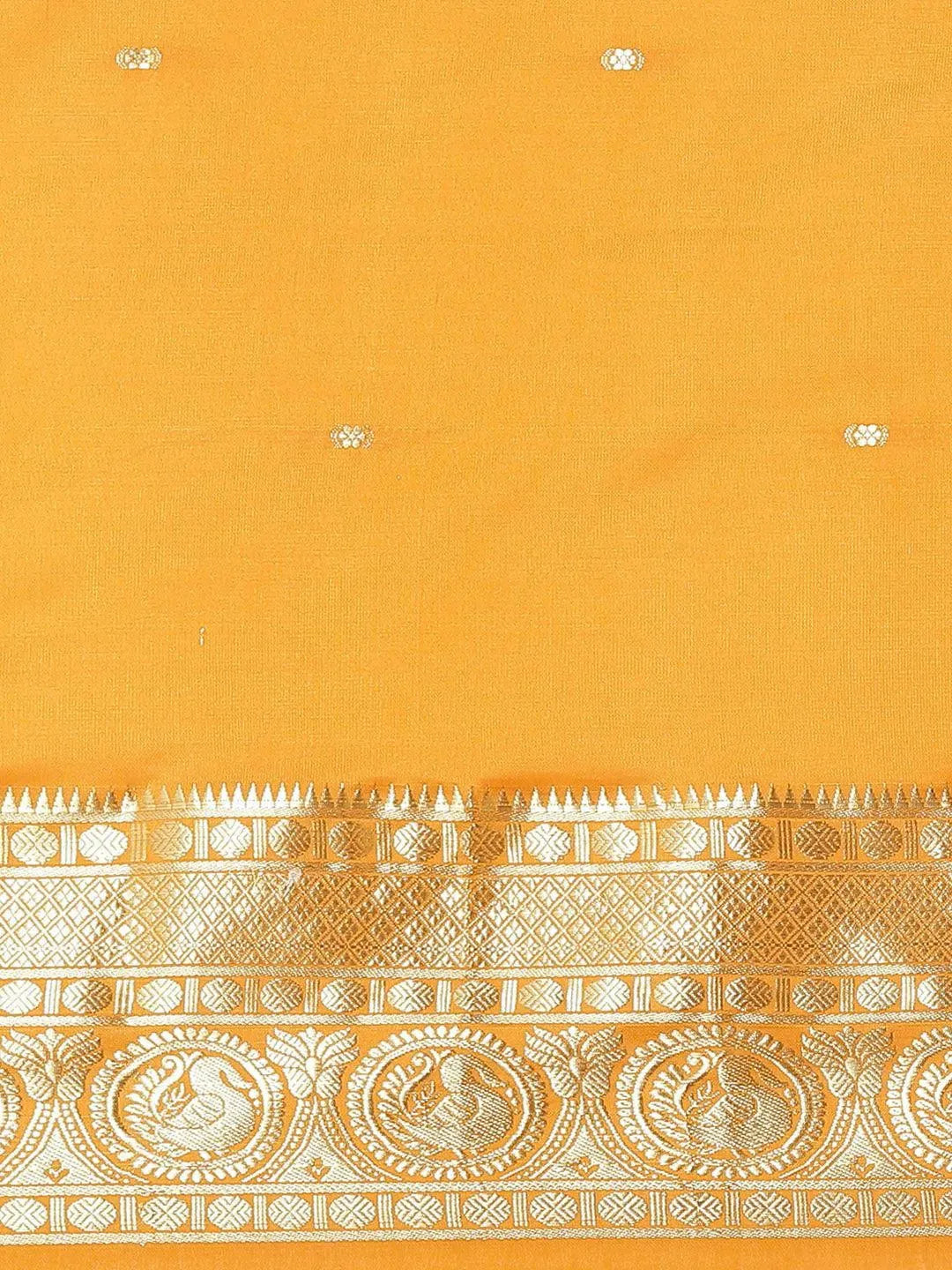 Orange Woven Design Silk Blend Saree - Libas