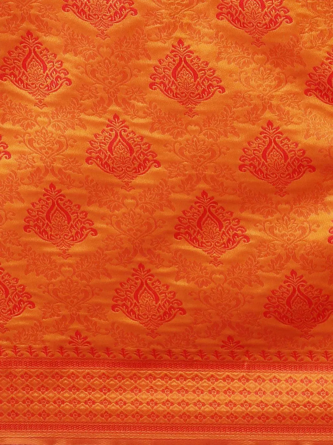 Orange Woven Design Silk Saree - Libas 