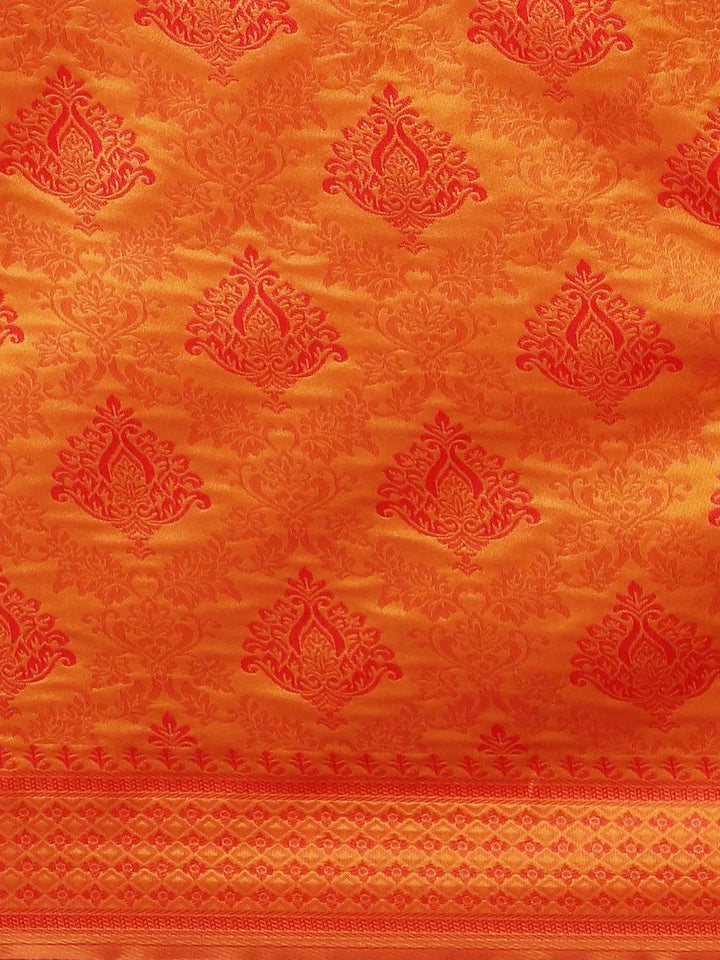 Orange Woven Design Silk Saree - Libas