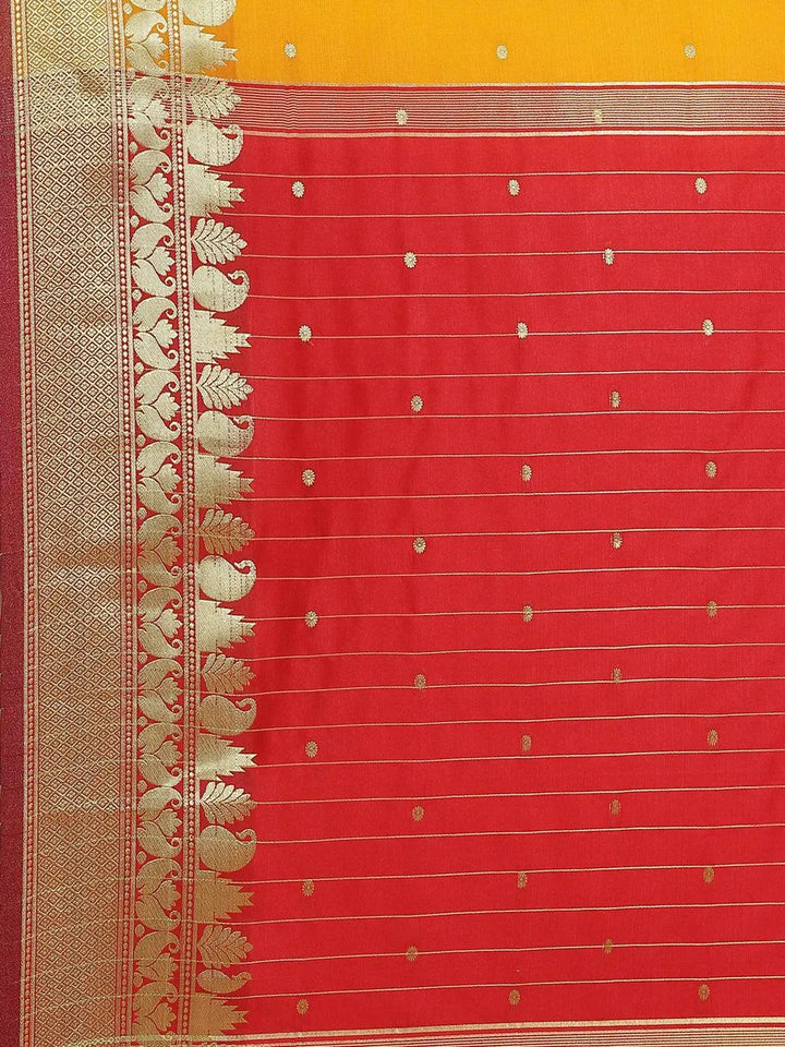 Orange Woven Design Silk Saree - Libas