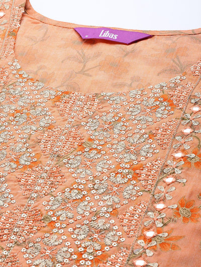 Orange Yoke Design Cotton Suit Set - Libas