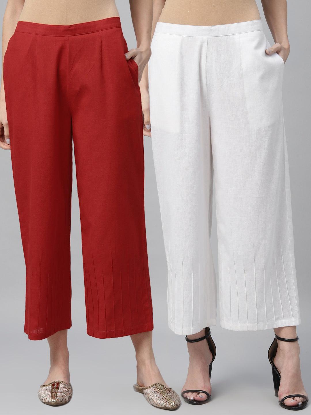 Pack of 2 Solid Cotton Palazzos