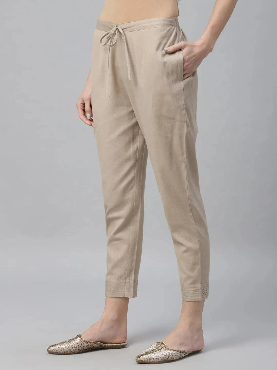 Pack of 2 Solid Cotton Trousers - Libas