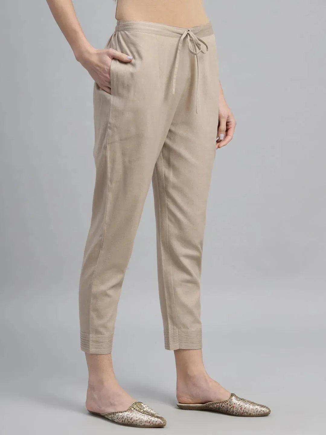 Pack of 2 Solid Cotton Trousers - Libas