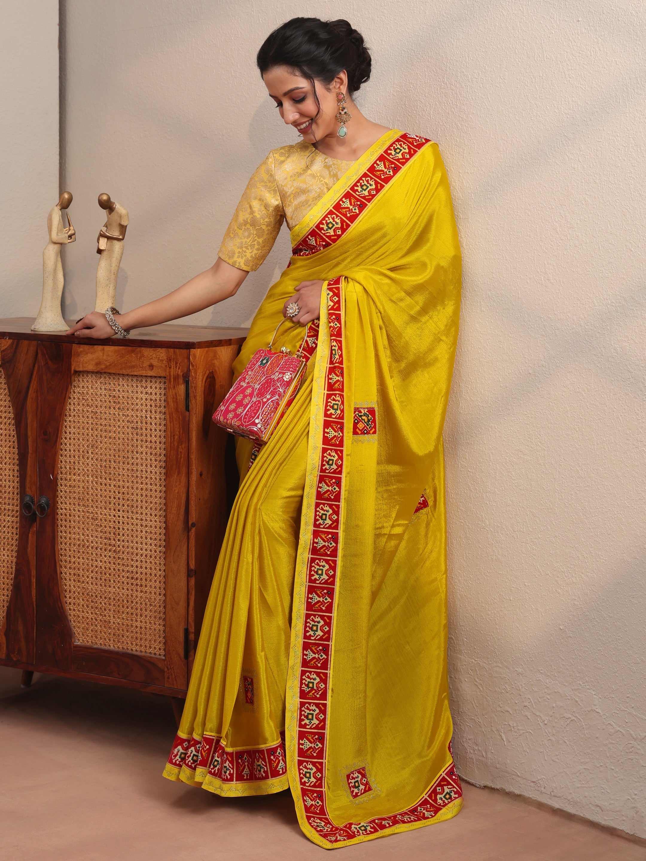 libas Patola Border Mustard Chiffon Saree-picture-48