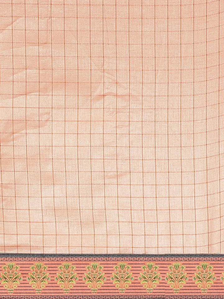 Peach Embroidered Crepe Saree - Libas