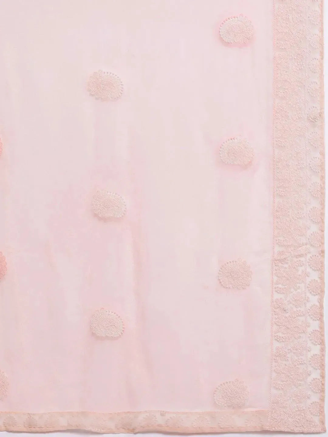 Peach Embroidered Poly Georgette Straight Suit Set - Libas 