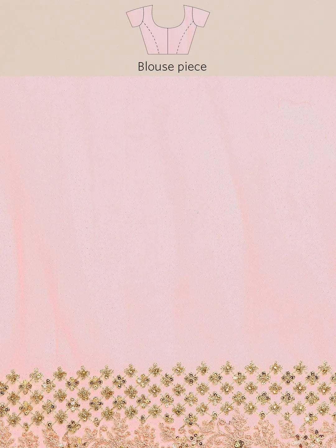 Peach Embroidered Net Saree - Libas 